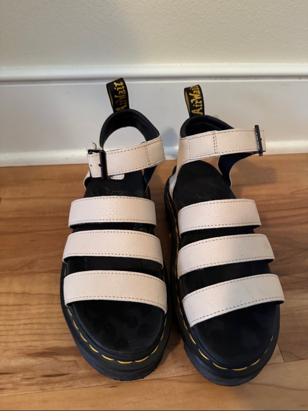 Dr. Martin Blair Cream Strappy Chunky Platform Sandals - Picture 6 of 9